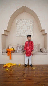 Red Blossom Kurta Set