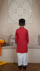 Red Blossom Kurta Set