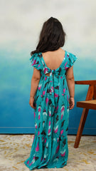 Emerald Feather Maxi Dress
