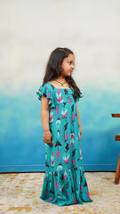 Emerald Feather Maxi Dress